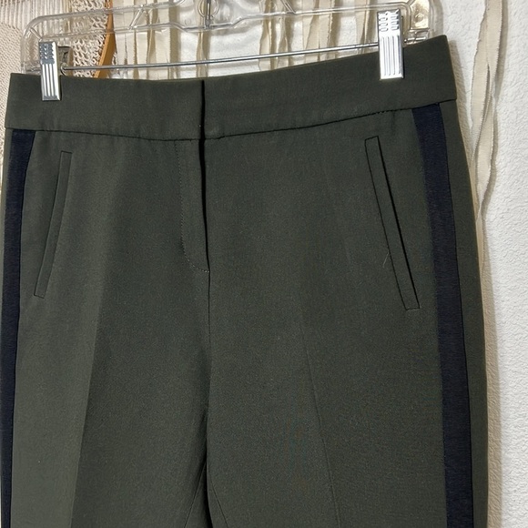 ME+EM Pants - ME+EM Green Trouser with Black Tux Stripe Size 8